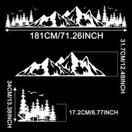 TOMALL 1 Pair Fir Mountain Forest Vinyl Decals for Car Body Door Sides Universal Waterproof Tree Graphic Stickers Decoration for Travel Trailer Camper Vehicles SUV Truck Off-Road (Large-White)