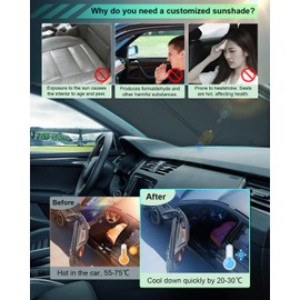 GAFAT Compatible with Skoda Octavia 3 5E RS 2013-2019 Sunshade, Sun Protection Front Windscreen Inside, Octavia MK3 Parasol Sun Visor, Cooling, UV Protection, Octavia Accessories