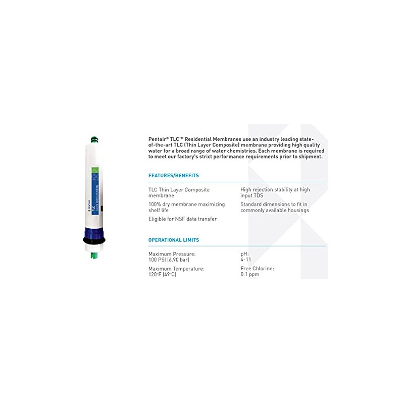 Pentair Pentek TLC-50 Reverse Osmosis Membrane, TLC Thin Layer Composite