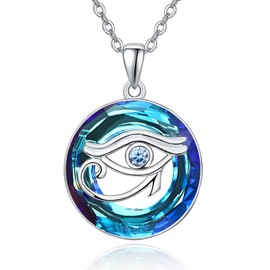 KINGWHYTE Eye of Horus Necklace for Women, 926 Sterling Silver Crystal/Celtic Knot/Marquise Necklace with Packaging Gift, Sterling Silver, Zircon