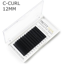 PRETTY FLEEK | Flat Classic Lashes | Professional Individual Eyelash Extensions | 0.20 Ellipse C-Curl & D-Curl | 8mm,9mm,10mm,11mm,12mm,13mm,14mm,15mm & Mixed Trays (C Curl, 12mm)