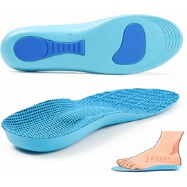 Comfort Plantillas 2 Par, Plantilla Ortopédicas para Mujer y Hombre, con Apoyo de Arco, Transpirable y Absorbe el Sudor, Alivio de Pies Planos, Aliviar El Dolor De Pies (Azul, L)