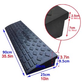 TECHTONGDA Rubber Curb Ramp, Heavy Duty 22000lbs (10 Ton) Weight Capacity Loading Rubber - 35.5’’L×10’’W×3.7’’H
