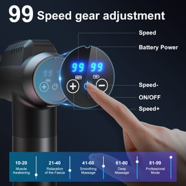 Massagepistole, Massagegerät Pistole Massage Gun Elektrische Handmassagegeräte mit 99 Geschwindigkeiten bis zu 9800U/min und 6 Massageköpfen für Schulter Körper Rücken, Geschenke für Männer Frauen