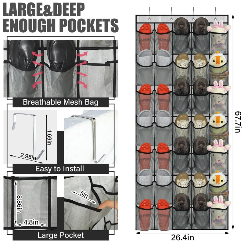 Windyun 2 Pcs 70 Large over The Door Shoe Organizer