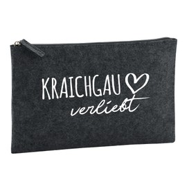 Huuraa Kulturbeutel Kraichgau verliebt Geschenk 1 Liter Filz Charcoal Kosmetiktasche Kraichgau Geschenkidee