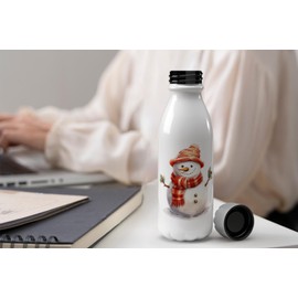 MAXIKIWI - Einwandige Wasserflasche mit Schraubverschluss, nicht isoliert, leichtes Aluminium, BPA-frei, auslaufsicher, 145 süßer Weihnachtsschneemann, 500 ml