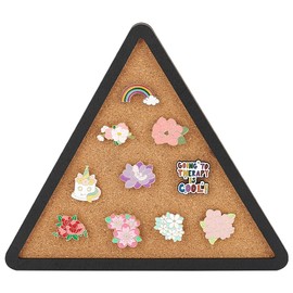 UNICRAFTALE Pin Board Triangle Cork Board Bulletin Display Board Cork Pin Board Cork Badge Display Black Wall Mounted Cork Board for Brooch Pin Storage Office Home School Wall Decorations