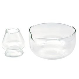 LamChyar Matcha Bowl with Spout, Matcha Whisk Holder, Glass Matcha Bowl and Whisk Holder Set, Exquisite Matcha Set for Tea Ceremony