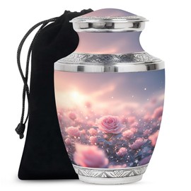 YATHABHISA Rose Urns Human Ashes, Cremation Urn, Funeral for Adult Remains, Memorial Gift for Mom & Dad, Pink, Medium, 6 Inch