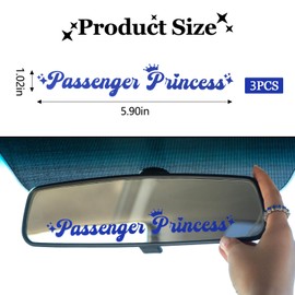 Wogomz 3PCS Passenger Princess Car Sticker, Cute Funny Letter Car Decals, Rearview Mirror Stickers for Cars, Auto Window Mirror Decal Decoration, Vehicle Mirrors Stickers for Women Girls (Blue)