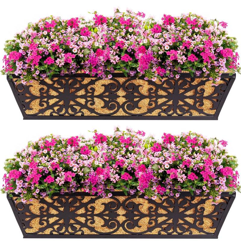 2 Pack 24 Inch Window Boxes Planters Railing Planter Box