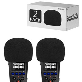 Geekria for Creators Schaumstoff-Windschutzscheibe, kompatibel mit Zoom H1 Essential Recorder, Mikrofon-Windabdeckung, Schwammfilter, tragbarer Digitalrekorder (Schwarz/2er-Pack)