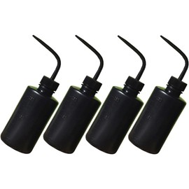 Botella de Lavado de Pestañas 250ml Negra, Plástico Flexible, 4 Piezas Boquilla Ángulo de 85 Grados, Diseño Interior Cóncavo, Vertido Preciso y Base Estable