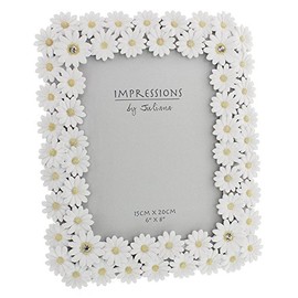 Impressions White Resin Chrysanthemum Photo Frame 6" x 8"