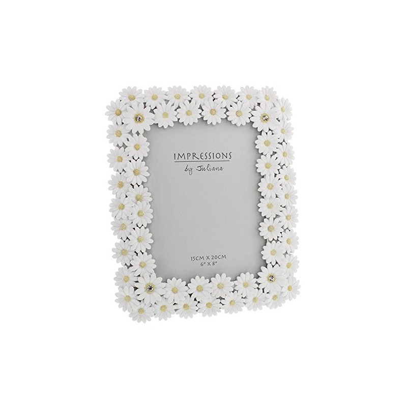 Impressions White Resin Chrysanthemum Photo Frame 6" x 8"