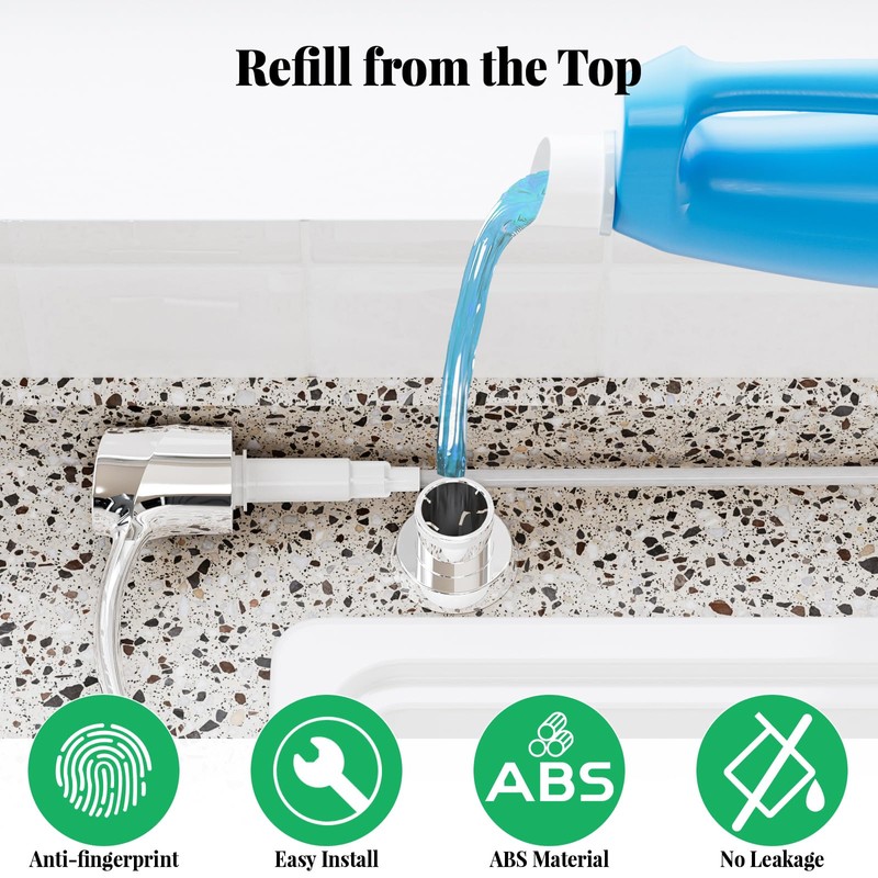 SAMODRA Kitchen Sink Soap Dispenser,Lotion Dispenser,ABS Dispenser Chrome Built-in Pump