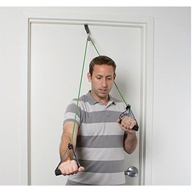 ATC Handes GmbH Schultertrainer Verschiedene Stärken, Shoulder Tubes, Seilzug Seil Gymnastik inkl. Handgriffe und Befestigung Reha, Physiotherapie, Schulterbeweglichkeit Tür (grün, mittel)