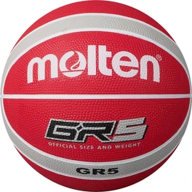 Molten GR Basketball, Indoor/Outdoor, Premium Rubber, Size 5, Impact Colour Red/White/Silver, Suitable For Boys Age 7, 8, 9, 10 & 11, Girls age 12 & 13 (BGR5-WRS)