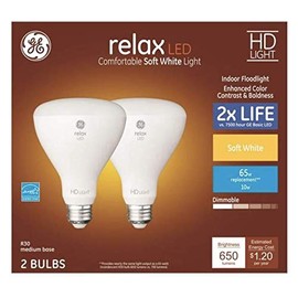 GE Refresh 2-Pack 65 W Equivalent Dimmable Daylight Br30 LED Light Fixture Light Bulb