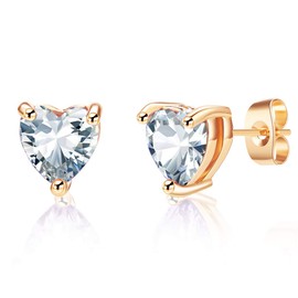 Heart Austrian Crystal Stud Earrings for Women Fashion 925 Sterling Silver Hypoallergenic Jewelry (Clear White)