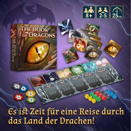 Trefl - The Book of Dragons - The Book of Dragons - Board Game, Dragon Cards, Dice, Unique Mechanics, Hand-Drawn Dragon Graphics, Board Game for Adults and Children from 8 Years