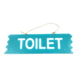Tikimaster Cute Toilet Wooden Sign 12 in X 4 in - Blue | #snd25112b