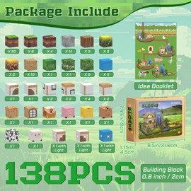 Magnetic Building Blocks, Pack of 138 Magnetic Building Blocks with LED Lamp, Magnetic Building Blocks on Farm Theme, Magnetic Game Montessori Toy for Children Boys and Girls from 3 4 5 6 7 8 9 10