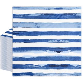 FYSUIMU 50Pcs Navy Blue and White Stripe Paper Napkins Striped Luncheon Napkin Disposable Dinner Dessert Napkin for Summer Birthday Baby Shower Party Supplies