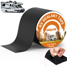 WELLUCK Butyl Sealant Tape, 6 Inch X 50 Foot RV Roof Tape Sealant Roofing Tape Black, Waterproof &UV RV Tape for Roof Camper Trailer Boat Sealing Leak Repair