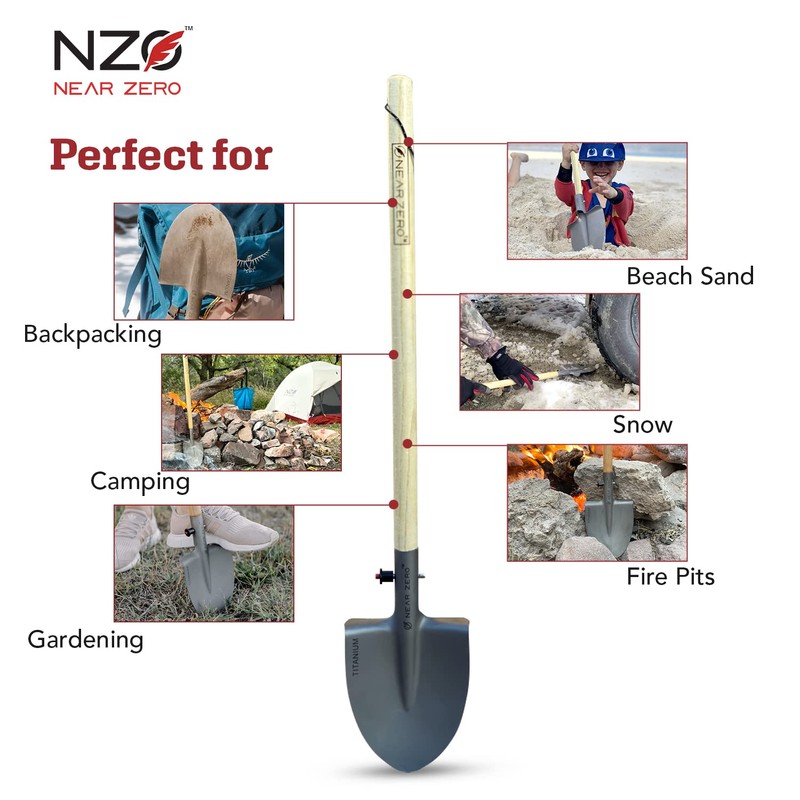Near Zero Titanium Survival Shovel, Compact Ultralight Collapsible Camping &