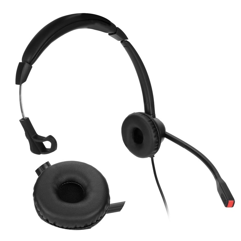 Telephone Headset Monaural Customer Service Headphones with Mic for Call