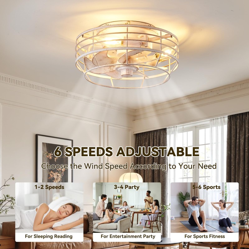 Youroke Ceiling Fan with Light and Remote, Modern Flush Mount