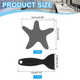 PATIKIL Bathtub Non Slip Stickers 3.86x3.86 Inch, 6 Pack Starfish Safety Shower Floor Anti Slip Stickers with Adhesive Decals Scraper for Bath Tub Shower Floor Stair, Gray
