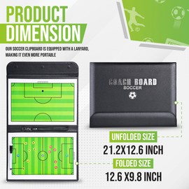 ZPU Soccer Coaching Board, Magnetic Soccer Clipboard for Coaches, Portable Foldable Soccer Tactics Board with Dry Erase, Marker Pen and Magnets, for Teaching and Game Plan