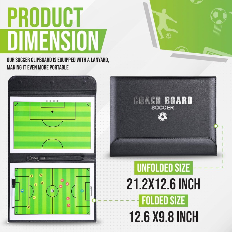 ZPU Soccer Coaching Board, Magnetic Soccer Clipboard for Coaches, Portable