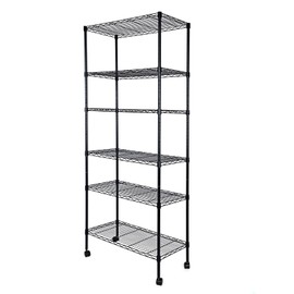 Simple Deluxe 6-Tier Shelving Units, 29.92'' W x 13.98'' D x 71.65'' H Adjustable Wire Shelving with Hanging Hooks and Wheels, Black