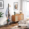 FILWH Freestanding Coat Rack with Umbrella Organizer Tray Bamboo Coat