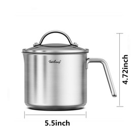 1.5 Quart Stainless Steel Saucepan With Pour Spout, Saucepan With Lid, Mini Milk Pan With Spout - Perfect For Boiling Milk, Sauce, Gravies, Pasta, Noodles