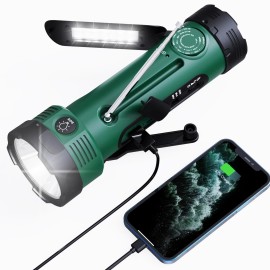 PPLEE Solar Hand Crank NOAA/AM/FM Weather Radio with 5 LED Flashlight, Readin...