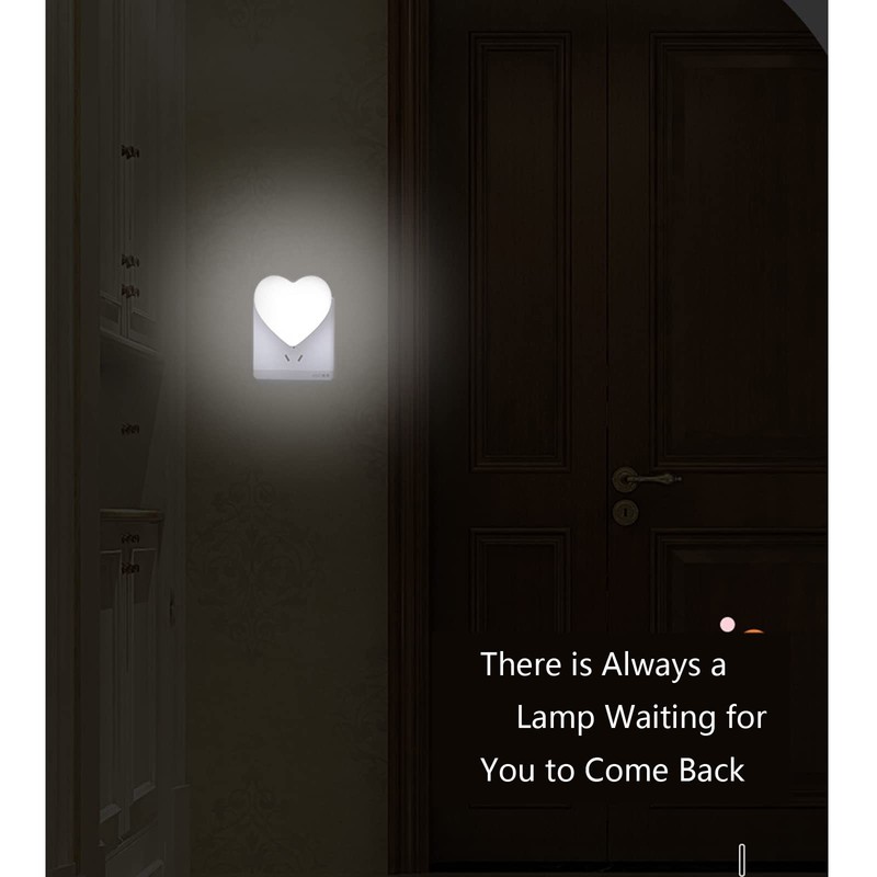 Cute Night Lights, Heart Shape Nursery Nightlight with Light Sensors,
