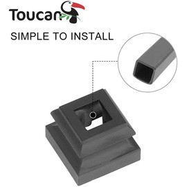 TOUCAN Iron Baluster Shoes Stair Plane Shoe with Screw for 1/2 Inch Square Scroll Basket Twist Knuckle Staircase Balusters Metal Spindle Railing, Satin Black (10 Pcs)