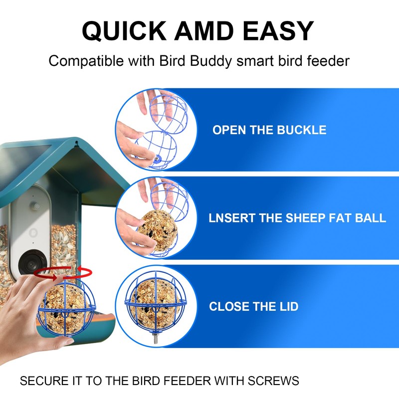 popolov Metal Suet Ball Holder Compatible with Bird Buddy Smart