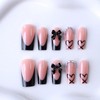 BABALAL Press on Nails Long Square Fake Nails Black French