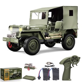 Kodbiby RC Crawlers, High-end Version 1:10 Scale D888 Willys Military Jeep, 2.4Ghz 4WD Off Road RC Rock Crawler Vehicle with Lights All Terrain Electric RC Jeep Toy for Adult Kids Boys