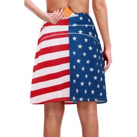 KORALHY Women's 20" Knee Length Tennis Skirt, Plus Size Skorts Skirts with Pockets Dressy Long Golf Skirts Stretchy Casual Walking Biking for Any Age Women 2XL