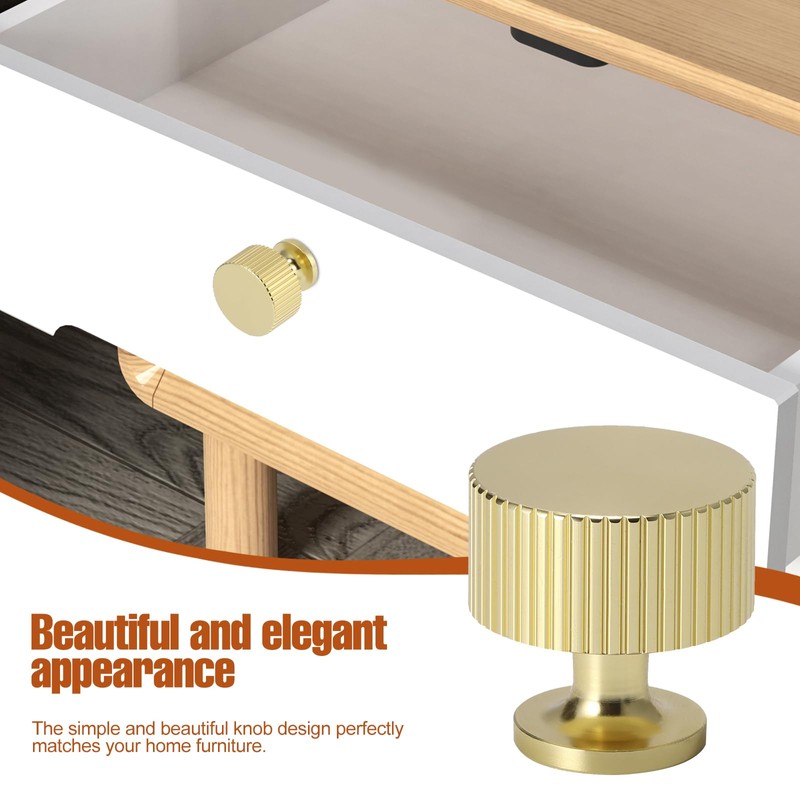 Palmcee 10 Pieces Door Knobs, Gold Round Drawer Knobs with