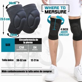 Rodilleras deportivas, rodilleras de esponja gruesa, rodilleras transpirables para prevención de colisiones para deportes al aire libre, correr, gimnasio, baloncesto, voleibol (negro, 1 par)
