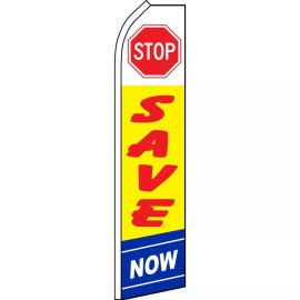 NeoPlex Stop Save Now 2 1/2 ft X 11 1/2 ft Swooper Flag