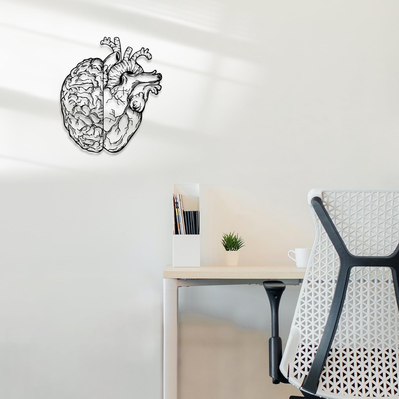 Rajukit Brain Decor and Anatomical Heart Metal Wall Art, 12.6x11